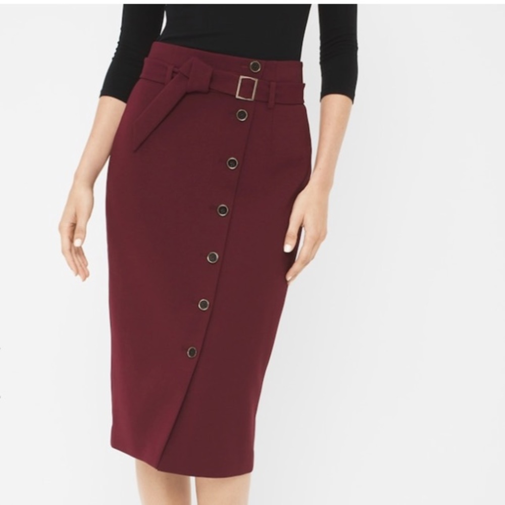 WHBM Brown high waist pencil skirt 14